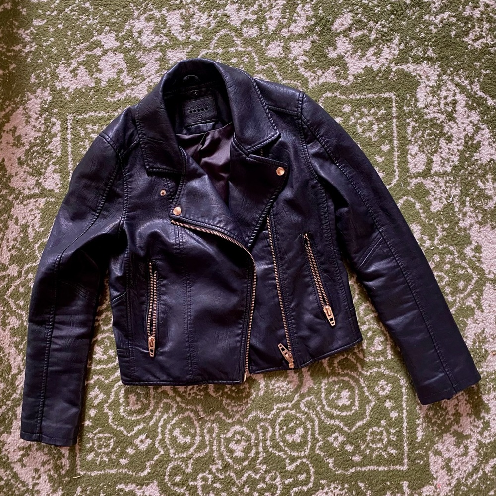 BlankNYC Hooded Faux Leather Moto Jacket